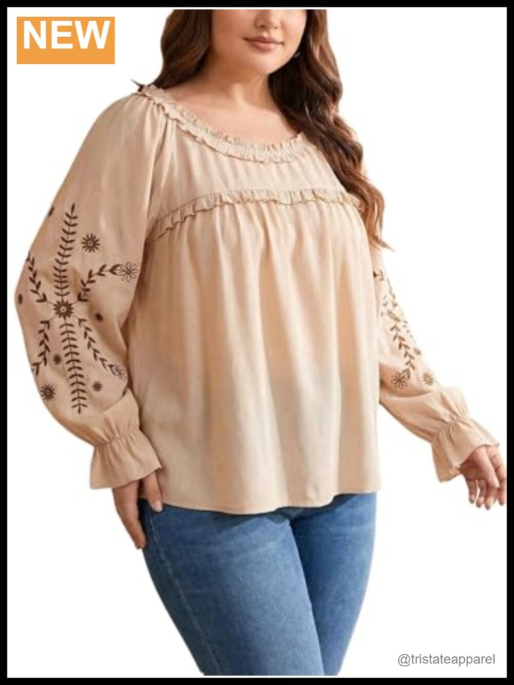 Plus Size Floral Ruffle Long Sleeve Blouse | Dressy Casual Top